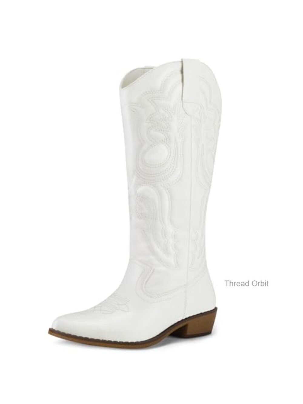 Women's Mid Calf Western Cowboy Boots Pointed Toe Memory Foam Comfort